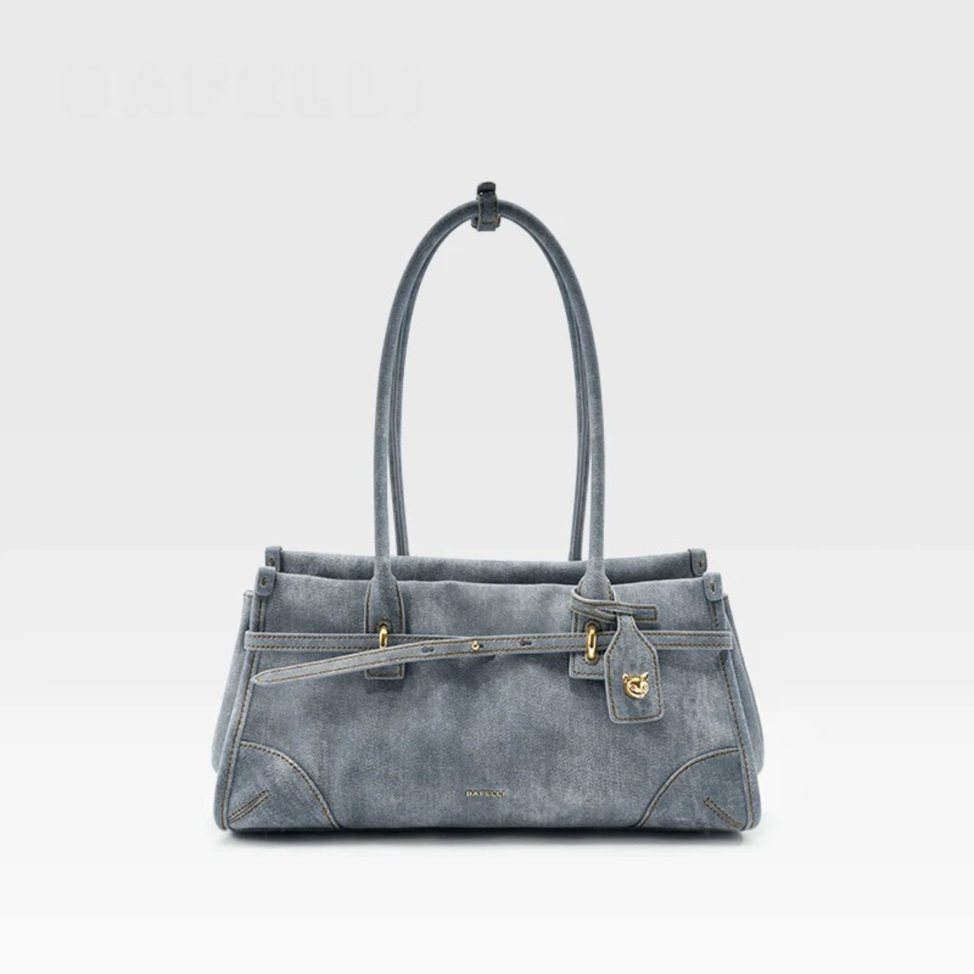 Metro Hybrid Satchel - Genuine Leather & Denim Tote Bag - Women's Convertible Commuter Purse