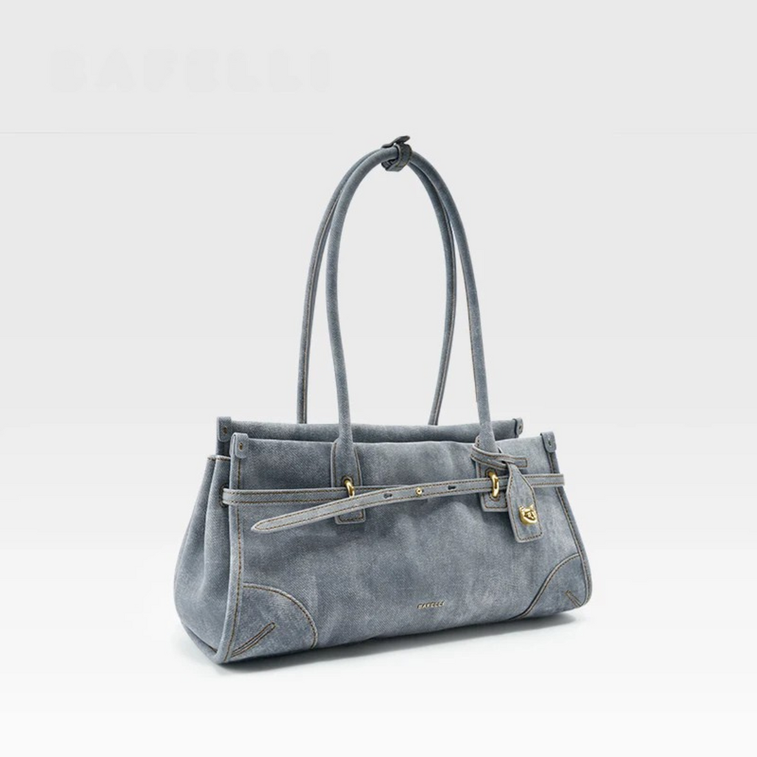 Metro Hybrid Satchel - Genuine Leather & Denim Tote Bag - Women's Convertible Commuter Purse