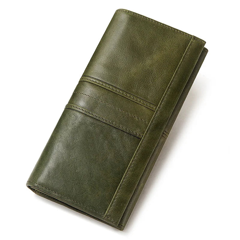 Celeste Leather Clutch Wallet – RFID-Blocking Genuine Leather Purse with Phone Slot & Zipper Pocket