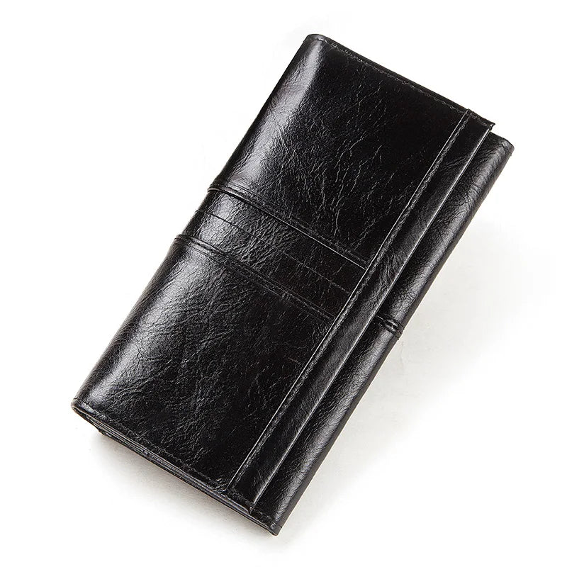 Celeste Leather Clutch Wallet – RFID-Blocking Genuine Leather Purse with Phone Slot & Zipper Pocket