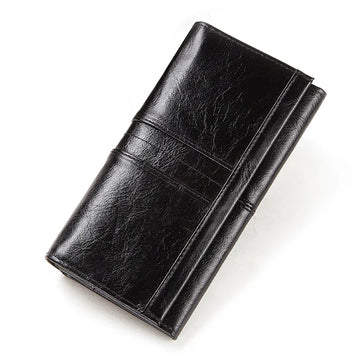 Celeste Leather Clutch Wallet – RFID-Blocking Genuine Leather Purse with Phone Slot & Zipper Pocket
