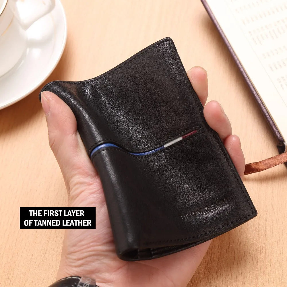 Heritage Compact Wallet - Genuine First-Layer Leather Men's Wallet - Slim RFID-Blocking Card Holder