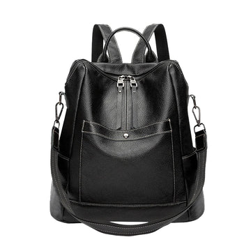 Genuine Leather Women's Backpack – Large Capacity Fashion Backpack, Soft Cowhide Foldable Travel Bag for Women