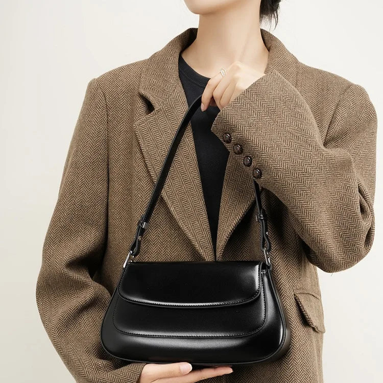 Luxe Mini Satchel - Genuine Leather Crossbody Bag for Women - Compact Shoulder Purse with Adjustable Strap